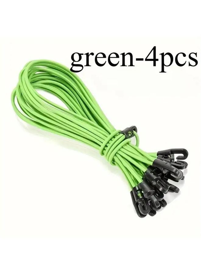 Green Heavy Duty Elastic Ropes with Hooks 4pcs Adjustable Straps for Camping Home Travel - Image 1