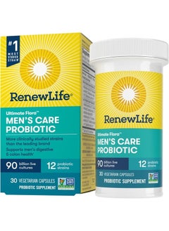 Probiotics for Men - 90 Billion CFU, Probiotic Supplement for Digestive, Colon & Immune Health, Ultimate Flora Men's Care - Gluten Free & Vegetarian - 90 Billion CFU - 30 Capsules