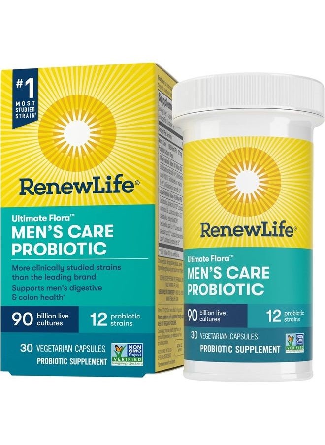 Renew Life - Probiotics for Men - 90 Billion CFU, Probiotic Supplement for Digestive, Colon & Immune Health, Ultimate Flora Men's Care - Gluten Free & Vegetarian - 90 Billion CFU - 30 Capsules - Image 1