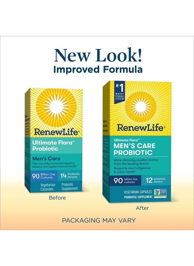 Renew Life - Probiotics for Men - 90 Billion CFU, Probiotic Supplement for Digestive, Colon & Immune Health, Ultimate Flora Men's Care - Gluten Free & Vegetarian - 90 Billion CFU - 30 Capsules - Image 1