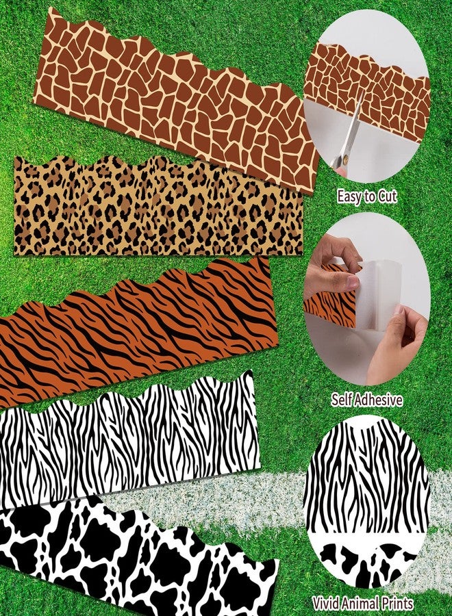 CANIPHA 60 Pcs Animal Print Bulletin Board Border Safari Jungle Bulletin Board Decorations Leopard Zebra Tiger Giraffe Cow Bulletin Board Border Back to School Decoration Borders for Classroom Party Supplies - Image 3