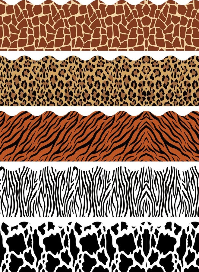 CANIPHA 60 Pcs Animal Print Bulletin Board Border Safari Jungle Bulletin Board Decorations Leopard Zebra Tiger Giraffe Cow Bulletin Board Border Back to School Decoration Borders for Classroom Party Supplies - Image 1