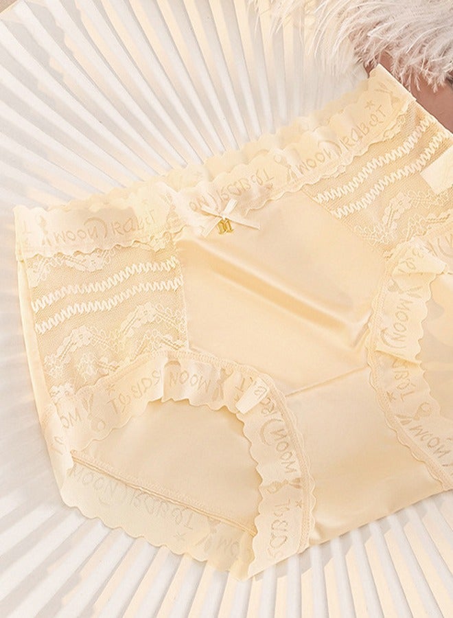 NIBEMINENT Set of 3 Ladies Lace Design Ice Silk Underwear Hygroscopic Breathable Sweet Girls Panties High Stretch Women Underpants Medium Waist - Image 3