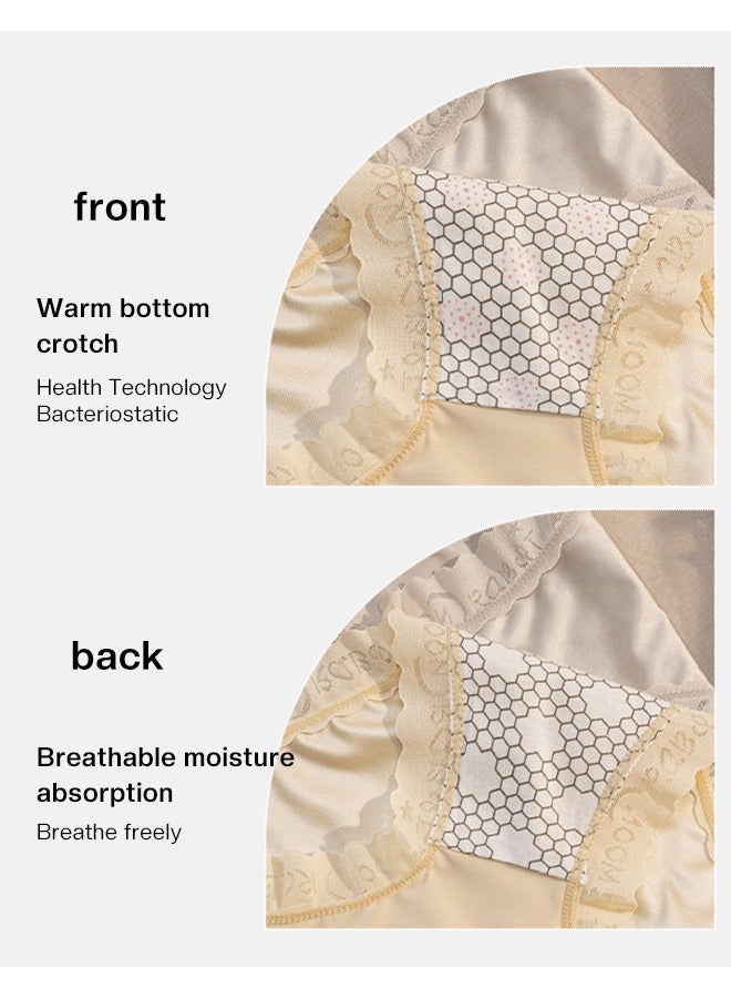 NIBEMINENT Set of 3 Ladies Lace Design Ice Silk Underwear Hygroscopic Breathable Sweet Girls Panties High Stretch Women Underpants Medium Waist - Image 4