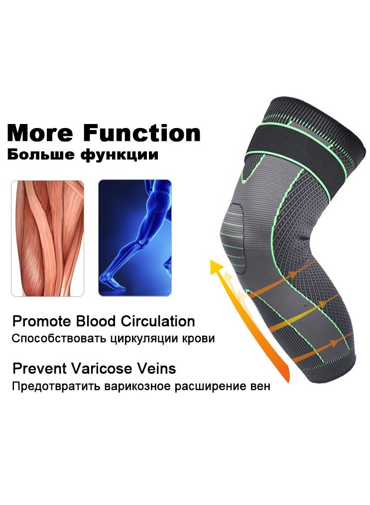 2PCS Knitted Compression Knee Support with Adjustable Straps – Warm Sports Brace for Men & Women, Long Design for Calf & Knee Protection in Winter - view 4