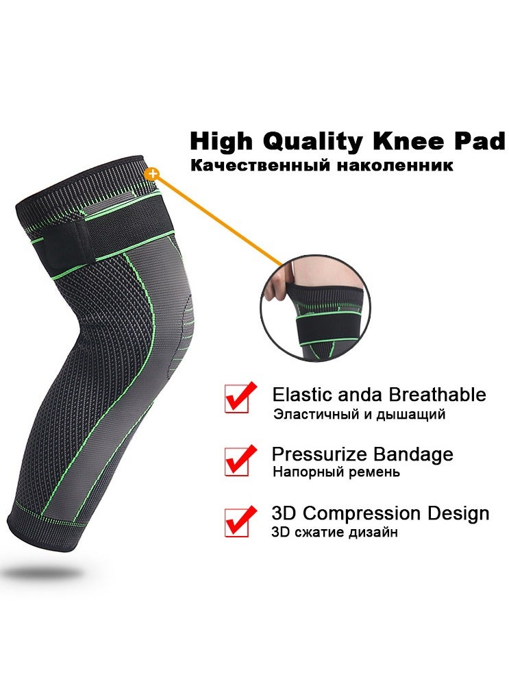 2PCS Knitted Compression Knee Support with Adjustable Straps – Warm Sports Brace for Men & Women, Long Design for Calf & Knee Protection in Winter - view 5