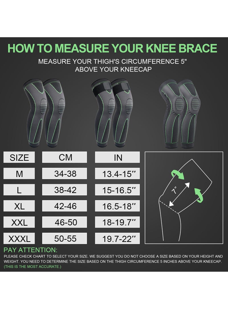 2PCS Knitted Compression Knee Support with Adjustable Straps – Warm Sports Brace for Men & Women, Long Design for Calf & Knee Protection in Winter - view 2