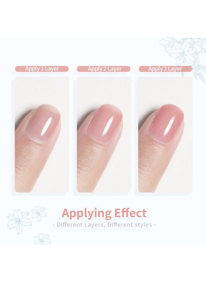 RARJSM Icy Jelly Gel Nail Polish Set Of 6 Translucent Colors,Sheer Rose Nude Skintone Gel Polish Led Uv Gel Clear Milky Light Pink Red Brown French Manicure Curing Requires 7.5Ml Diy Home Nail Salon - Image 5