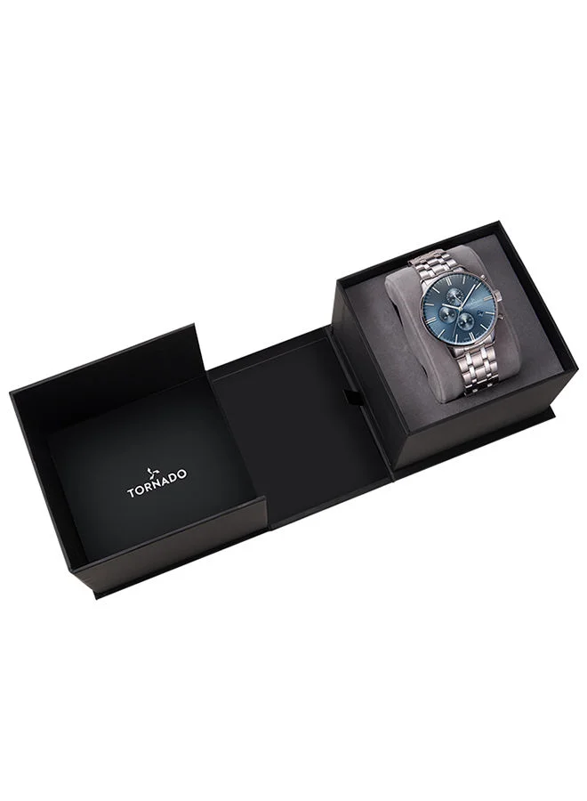 تورنيدو ساعة كرونوغراف رجالية ستانلس ستيل T6102-SBSL - 43X49 مم