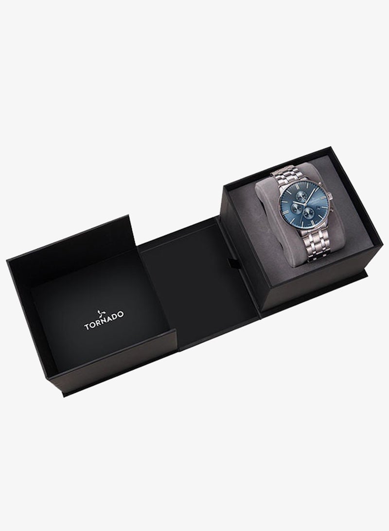 TORNADO Men's Solid stainless steel with Polished and brushed links. Chronograph Watch T6102-SBSL - 43mm mm - Image 4