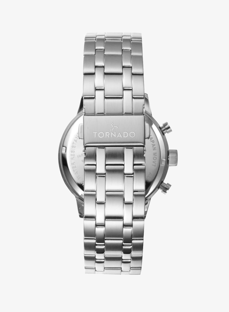 TORNADO Men's Solid stainless steel with Polished and brushed links. Chronograph Watch T6102-SBSL - 43mm mm - Image 2