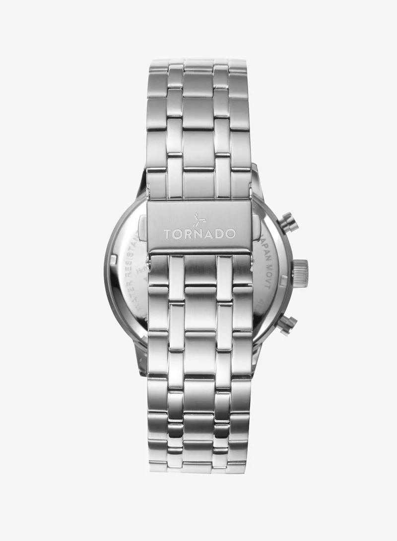 Tornado Blue Men's Solid stainless steel with Polished and brushed links. Chronograph Watch T6102-SBSL - 43mm mm for Men | Best Price UAE