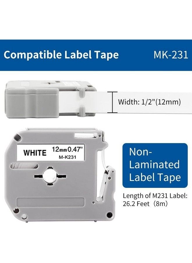 COLORWING 5Pack Compatible Brother P Touch M231 M Tape Mk 231 431 531 631 731 Label Tape For Brother Pt65 Pt90 Ptm95 Pt70Bm Pt45 Label Maker12Mm 0.47 White Red Blue Yellow Green  - Image 3