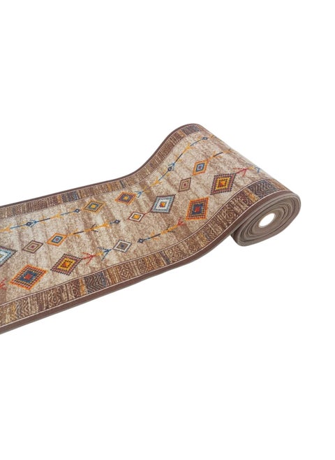 Lightweight corridors machine woven rug, Width 80cm  Arabic style- beige