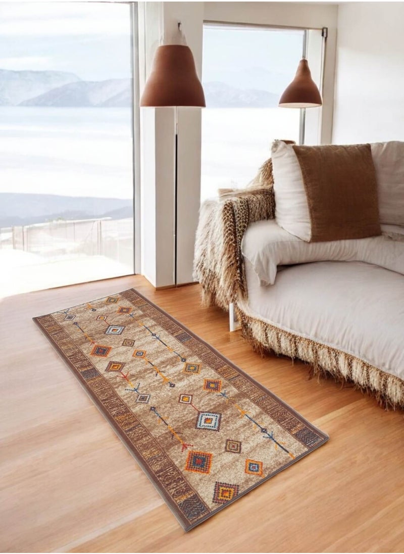 Lightweight corridors machine woven rug, Width 80cm  Arabic style- beige
