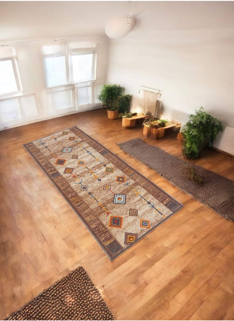 Lightweight corridors machine woven rug, Width 80cm  Arabic style- beige
