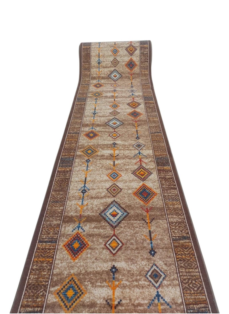 Lightweight corridors machine woven rug, Width 80cm  Arabic style- beige