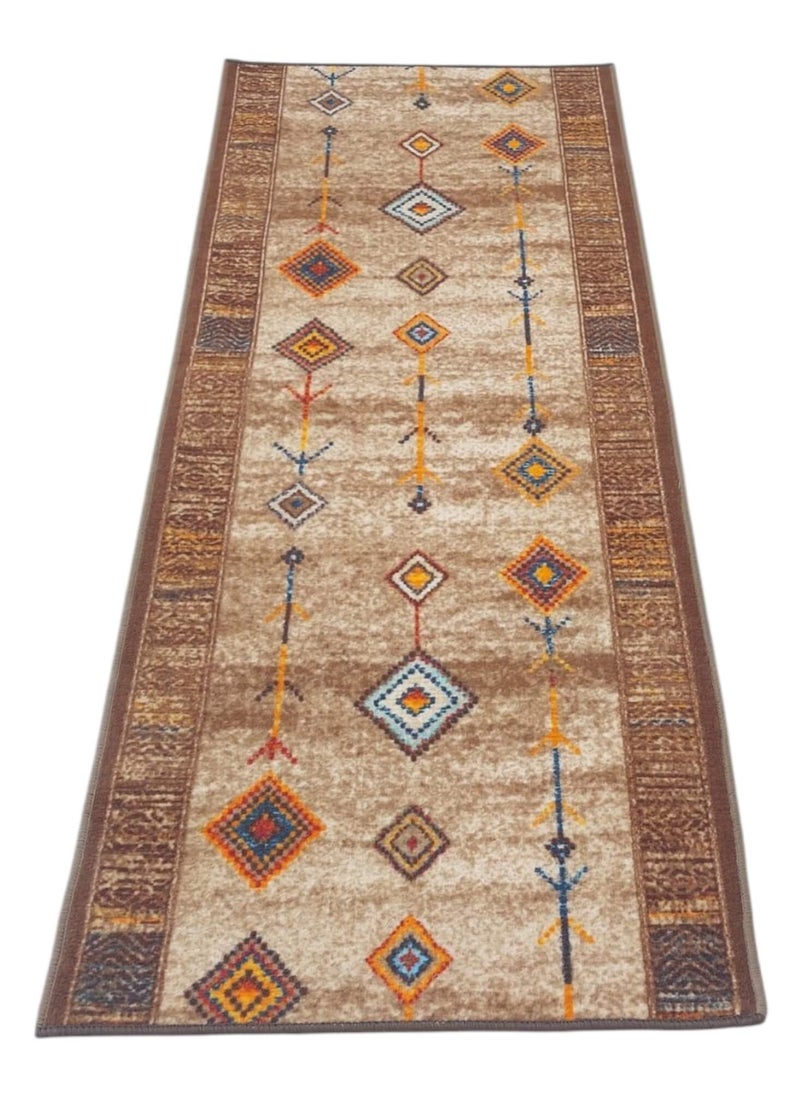 Lightweight corridors machine woven rug, Width 80cm  Arabic style- beige