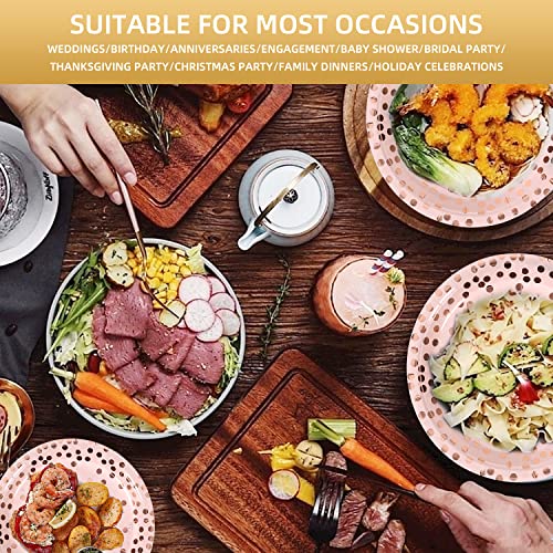 CENLBJ Pink & Rose Gold Dots Party Paper Plates, 50 PCS Disposable Party Supplies Dessert Paper Plates for Birthday Wedding Bridal Shower Supplies (7 inches) - Image 5