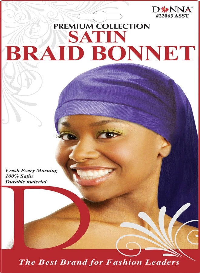 غطاء رأس ساتان دونا 1 قطعة غطاء ساتان للنوم غطاء دش للنساء، غطاء نوم للنساء ذوات الضفائر الطويلة، الضفائر الطويلة، ذيل الحصان الطويل بنفسجي