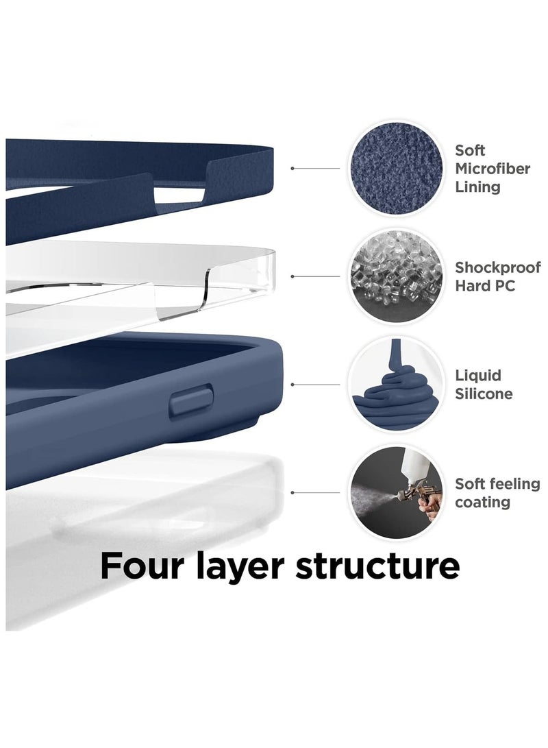 راكسوم [3 في 1] غطاء حماية لهاتف iPhone 15 Pro مع واقي شاشة من الزجاج المقوى 9H، غطاء حماية فاخر من السيليكون السائل المقاوم للصدمات، غطاء هاتف نحيف لهاتف iPhone 15 Pro (2023) (iphone 15 Pro، أزرق داكن) - Image 3