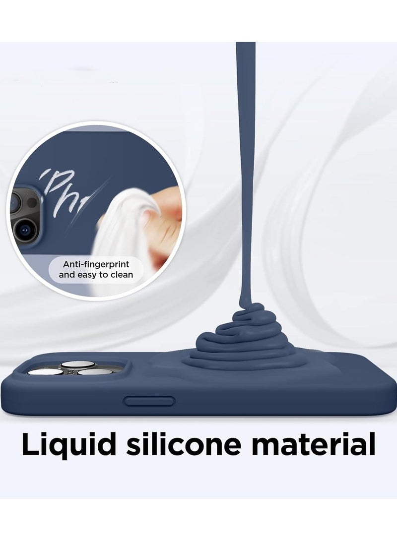 راكسوم [3 في 1] غطاء حماية لهاتف iPhone 15 Pro مع واقي شاشة من الزجاج المقوى 9H، غطاء حماية فاخر من السيليكون السائل المقاوم للصدمات، غطاء هاتف نحيف لهاتف iPhone 15 Pro (2023) (iphone 15 Pro، أزرق داكن) - Image 2