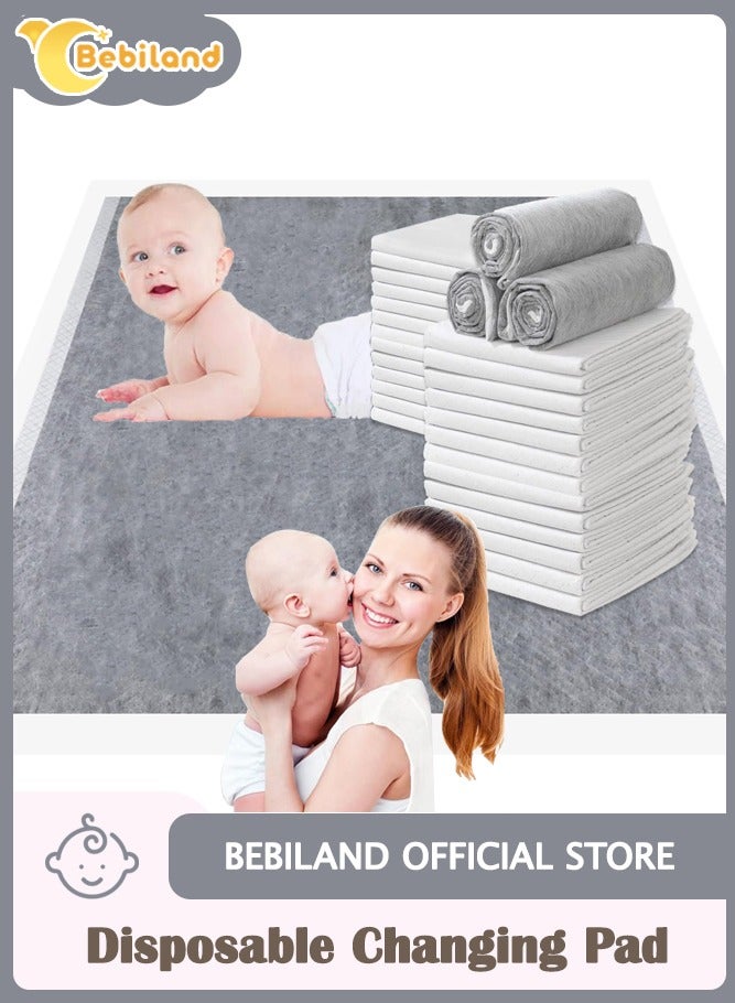 Bebiland 100 Pack Disposable Changing Pad Liners, 33x45cm Thicken and High Absorb Incontinence Changing Pad with Breathable, Waterproof, Soft Non-Woven Fabric, Baby Incontinence Changing Pads (Grey) - Image 1