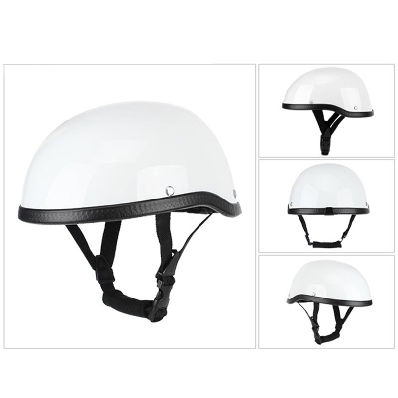 Bright White Retro Style Motorcycle Half Helmet - Impact Resistant Light Comfortable ABS+Cotton Lined Helmet for Most Head Circumferences - Image 4