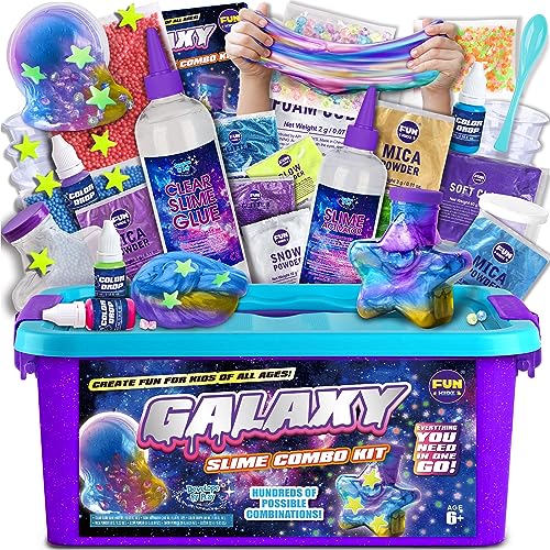 FUN KIDZ Toy Galaxy Slime Kit for Boys Girls 10-12, FunKidz Ultimate Metallic Slime Making Kit for Kids Ages 8-10 D.I.Y. Glow, Galactic, Fun Slime Gifts - Image 1