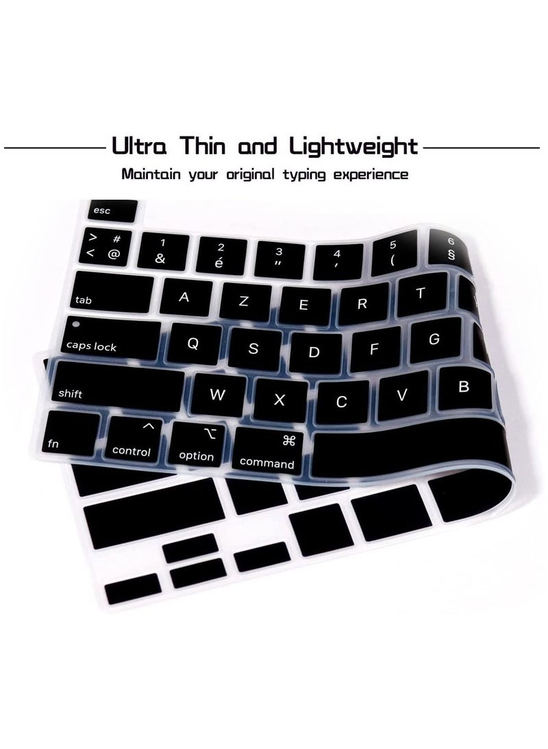 أمم UK Layout French Language Keyboard Cover Compatible with MacBook Pro 13-Inch M2/M1 A2338/A2289/A2251 Release in 2022/2021/2020 & MacBook Pro 16-Inch A2141 Touch ID Release in 2020/2019, Black - Image 5