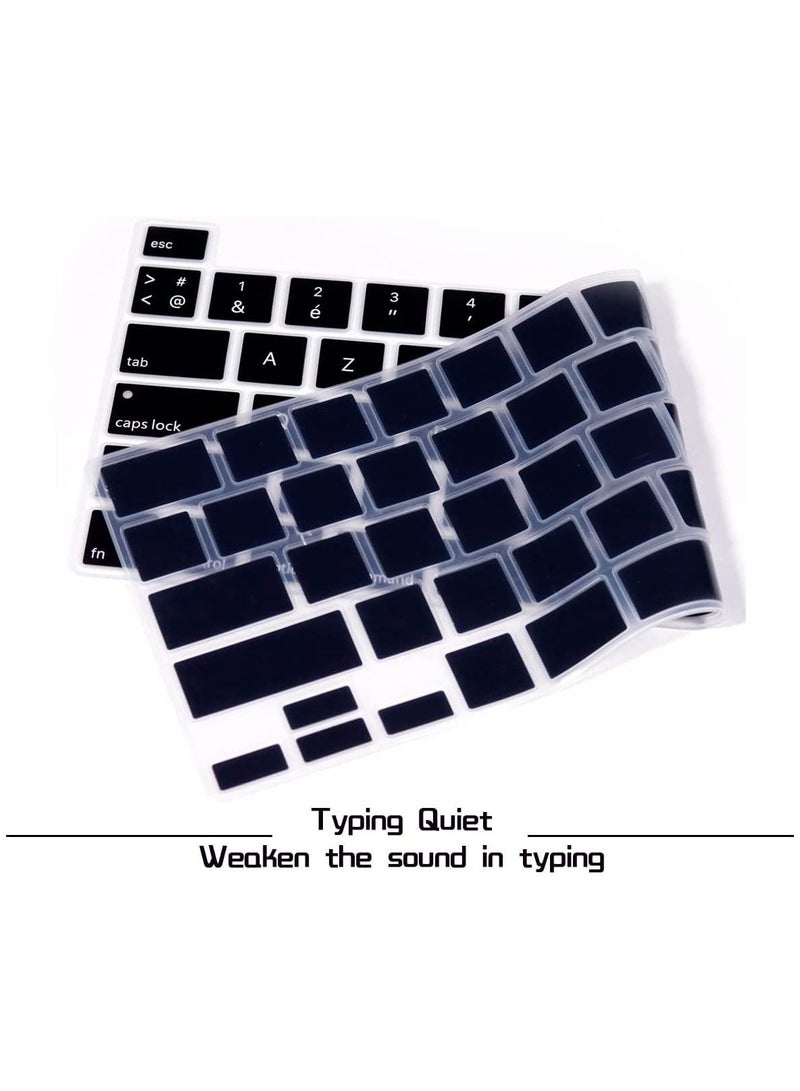 أمم UK Layout French Language Keyboard Cover Compatible with MacBook Pro 13-Inch M2/M1 A2338/A2289/A2251 Release in 2022/2021/2020 & MacBook Pro 16-Inch A2141 Touch ID Release in 2020/2019, Black - Image 4