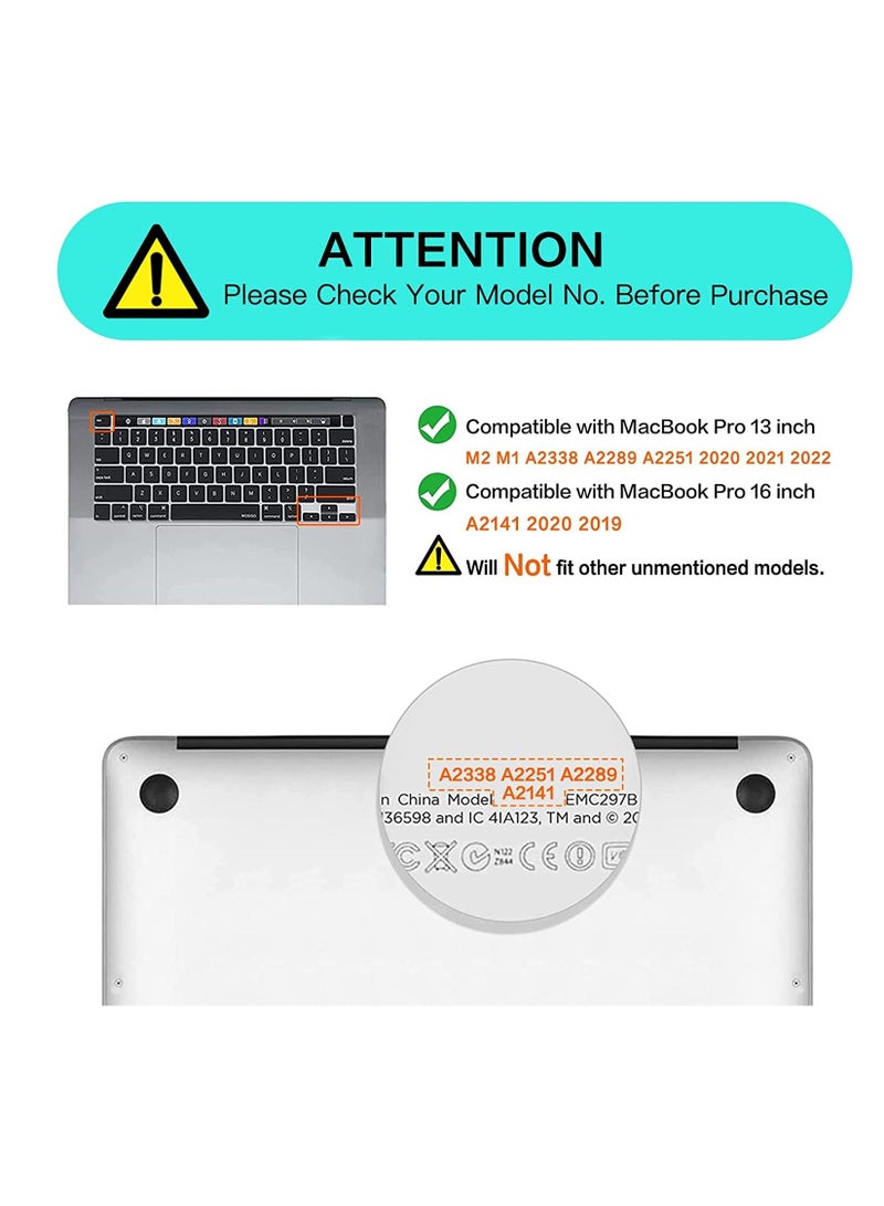 أمم UK Layout French Language Keyboard Cover Compatible with MacBook Pro 13-Inch M2/M1 A2338/A2289/A2251 Release in 2022/2021/2020 & MacBook Pro 16-Inch A2141 Touch ID Release in 2020/2019, Black - Image 2