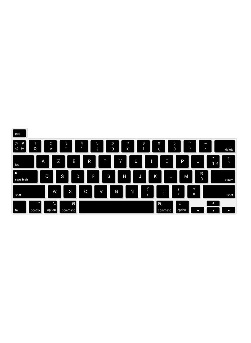 أمم UK Layout French Language Keyboard Cover Compatible with MacBook Pro 13-Inch M2/M1 A2338/A2289/A2251 Release in 2022/2021/2020 & MacBook Pro 16-Inch A2141 Touch ID Release in 2020/2019, Black - Image 1