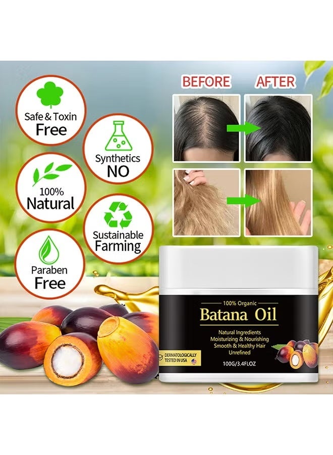 Organic & Botanic Batana Oil Natural ingredients Moisturizing & Nourishing Smooth & Healthy Hair Unrefined, Natural Batana Oil For Hair Growth By Organic, Unrefined Batana Oil For Visibly Thicker And Stronger Hair, Prevent Hair Loss, Repairs Damaged Hair, Leaves Hair Smoother,100g - Image 3