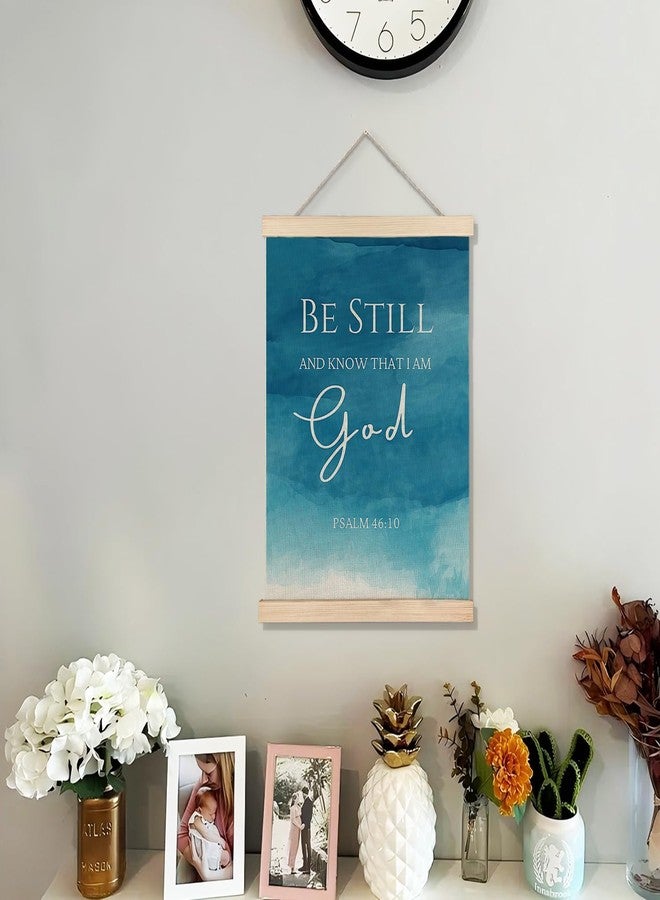 BearCake Blue Christian Wall Art Canvas Decor,Be Still and Know That I Am God Bible Verses Wall Art Decor for Prayer Room, 12x16 Inch - Image 2