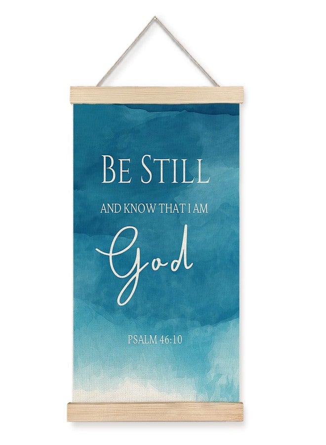 BearCake Blue Christian Wall Art Canvas Decor,Be Still and Know That I Am God Bible Verses Wall Art Decor for Prayer Room, 12x16 Inch - Image 1