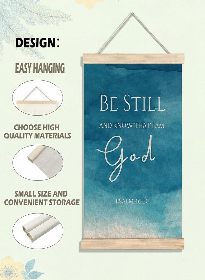 BearCake Blue Christian Wall Art Canvas Decor,Be Still and Know That I Am God Bible Verses Wall Art Decor for Prayer Room, 12x16 Inch - Image 5