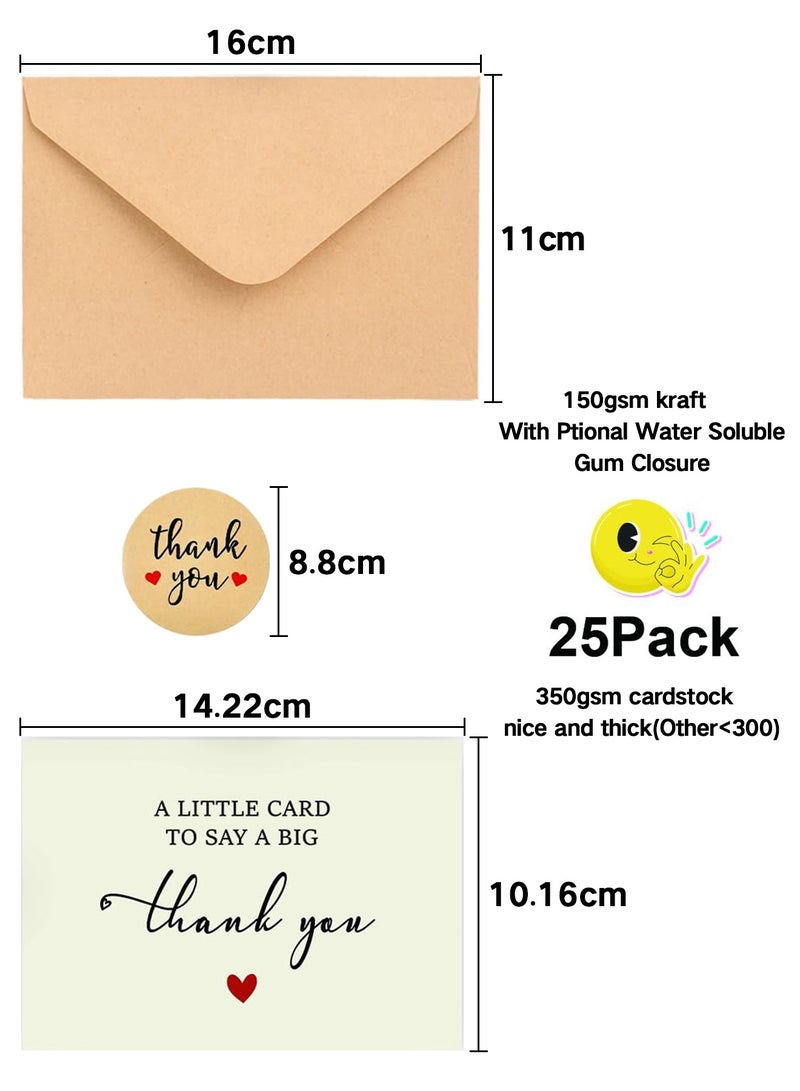 GOOGO Thank You Cards with Envelopes, Blank Greeting Cards with Stickers for Wedding, Baby Shower, Business, Teacher, Graduation, Holiday Appreciation Notes, 25 Pack - Image 4
