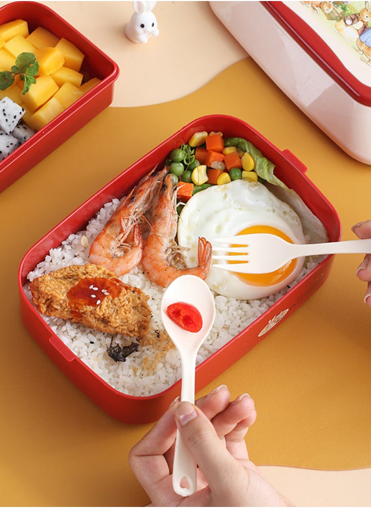 Perfii 1000ML Leak-Proof  Bento Lunch Box for Kids Lunch Box with Hidden Handle Microwavable Bento Box with Utensil Detachable Students Lunchbox  - Image 5