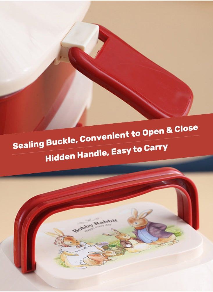 Perfii 1000ML Leak-Proof  Bento Lunch Box for Kids Lunch Box with Hidden Handle Microwavable Bento Box with Utensil Detachable Students Lunchbox  - Image 4