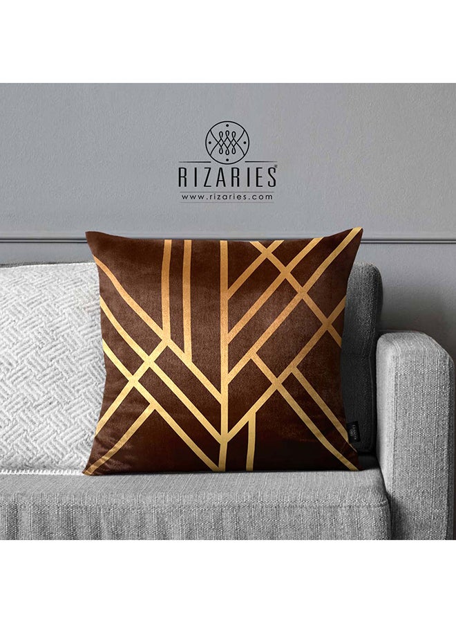 RIZARIES SuperSoft Brown Art Deco Throw Pillow - Image 1