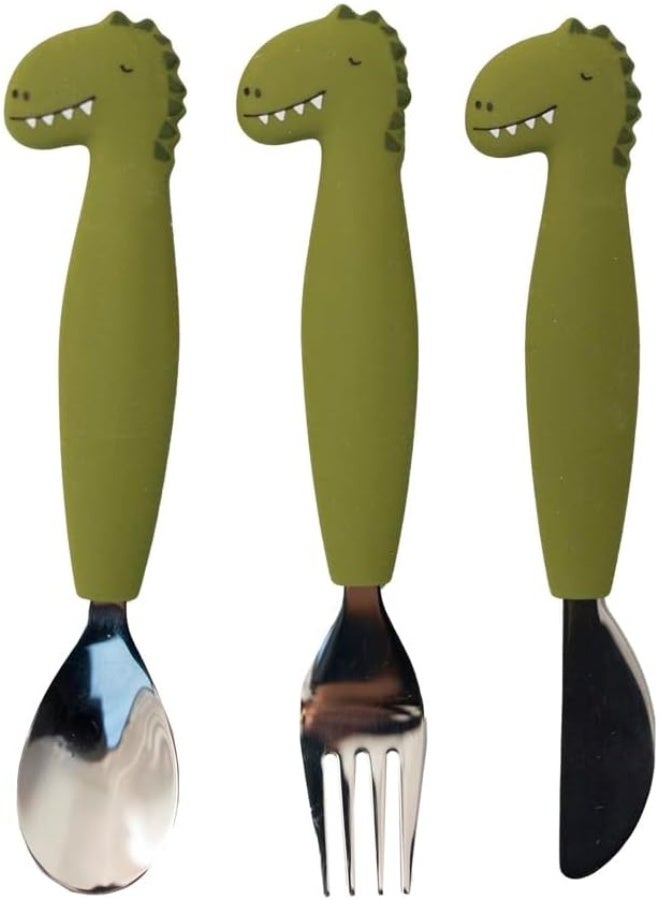 Trixie Mr. Dino Silicone Cutlery Set Of 3 - Image 1