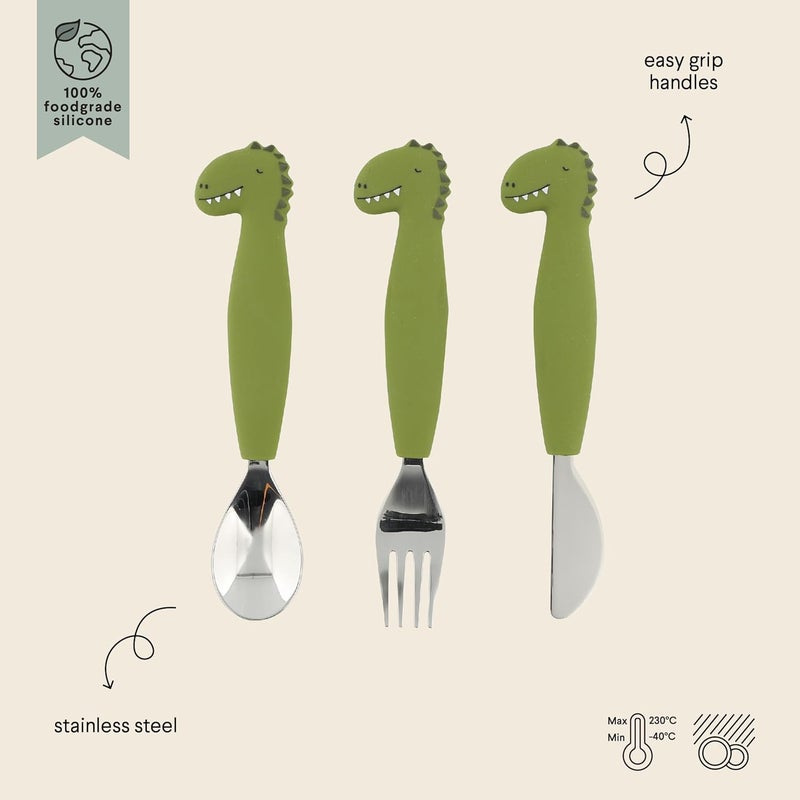 Trixie Mr. Dino Silicone Cutlery Set of 3 by Trixie - Image 2