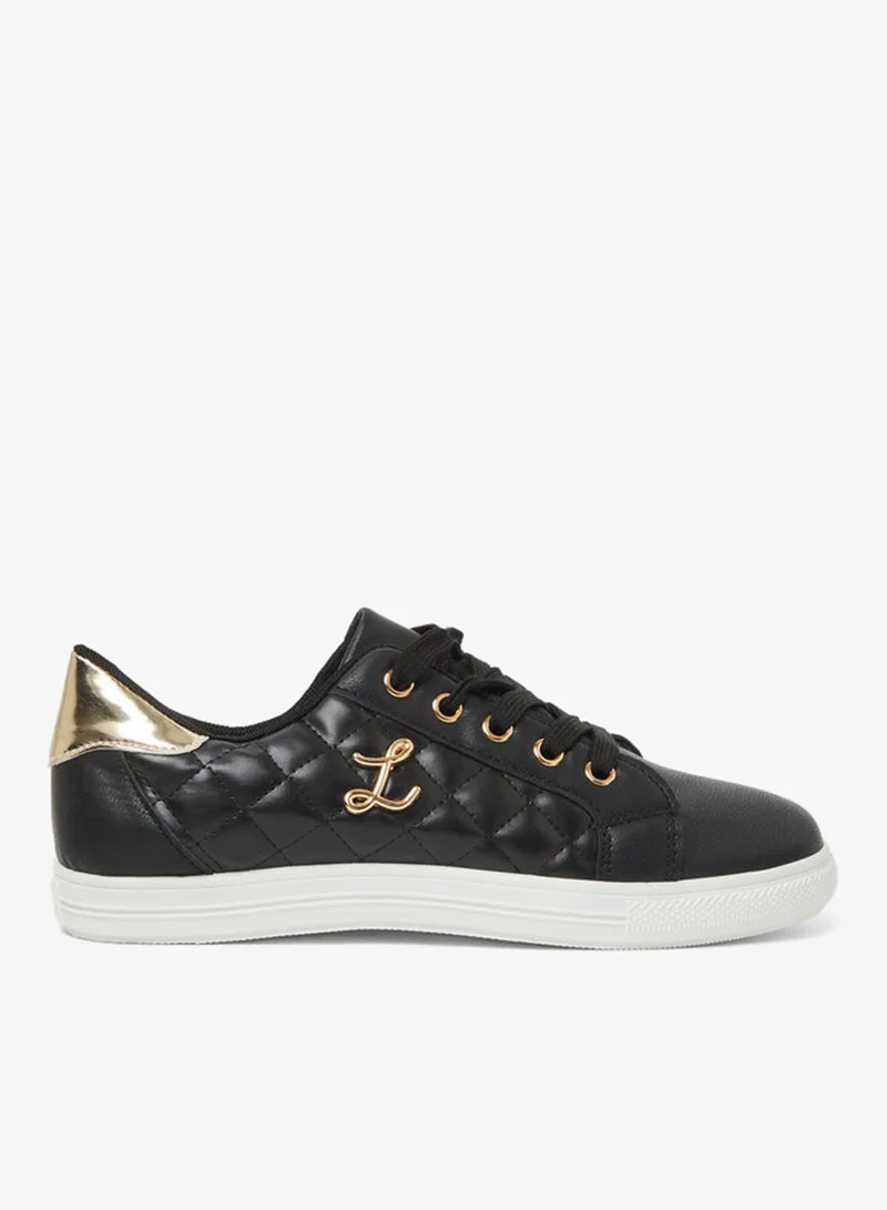 Take Two  Black Quilted EVA Sneakers with Gold Accents for Women | Best Price UAE