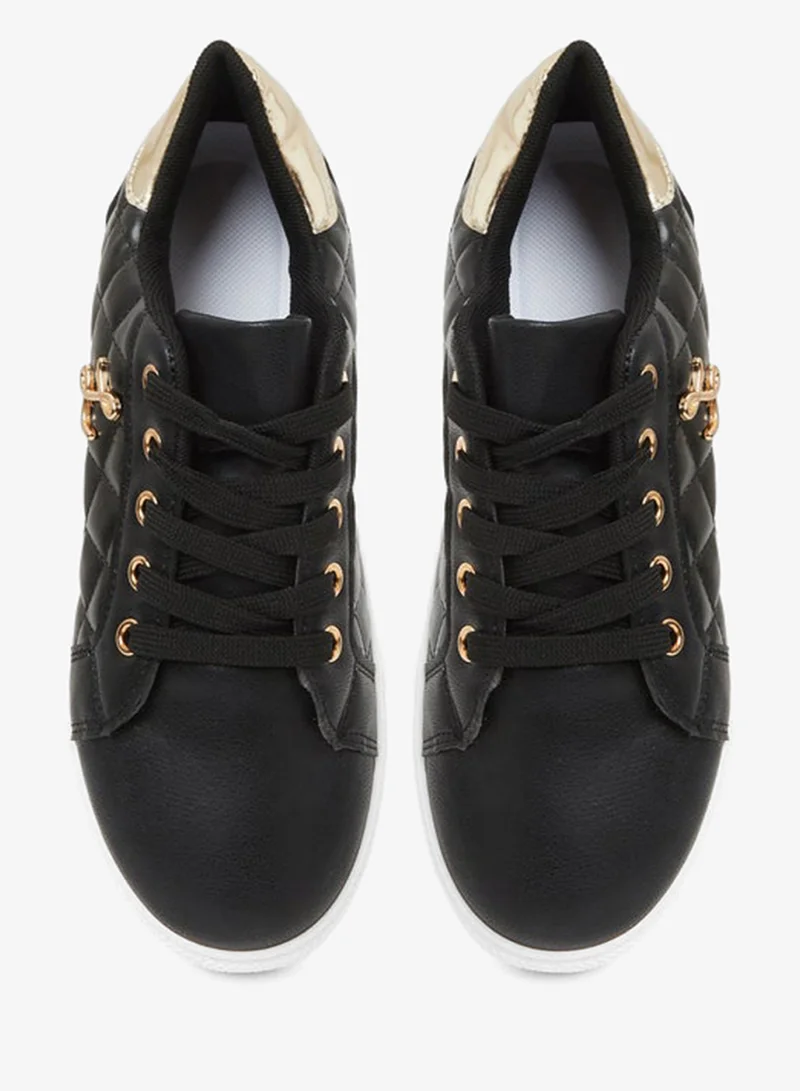 Take Two  Black Quilted EVA Sneakers with Gold Accents for Women | Best Price UAE