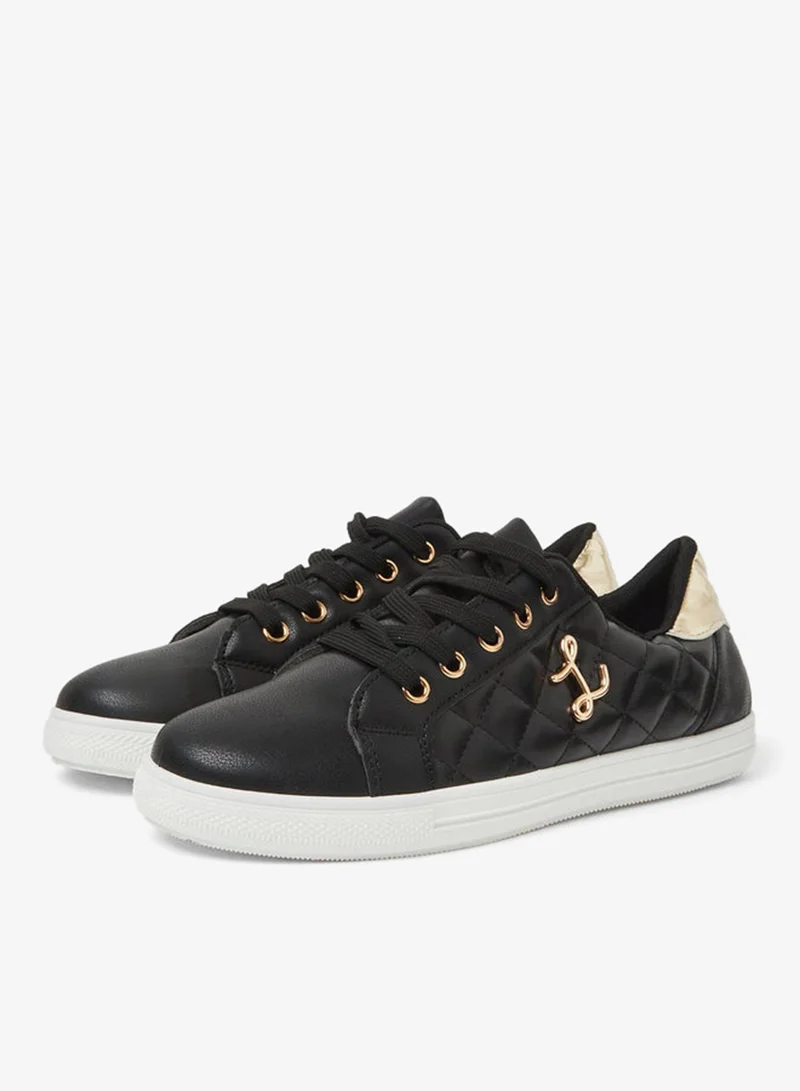 Take Two  Black Quilted EVA Sneakers with Gold Accents for Women | Best Price UAE