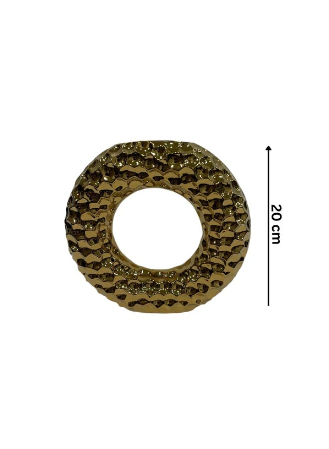 Modern Circular Decorative Sculpture in Amber-Gold Finish - Image 2