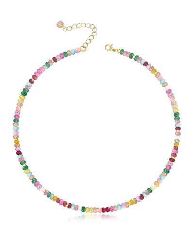 MIDDLUX Beaded Necklaces for Women, Choker Colorful Beaded Necklace, Rainbow Crystal Necklace, Summer Jewelry, Boho Necklaces for Women - Image 1