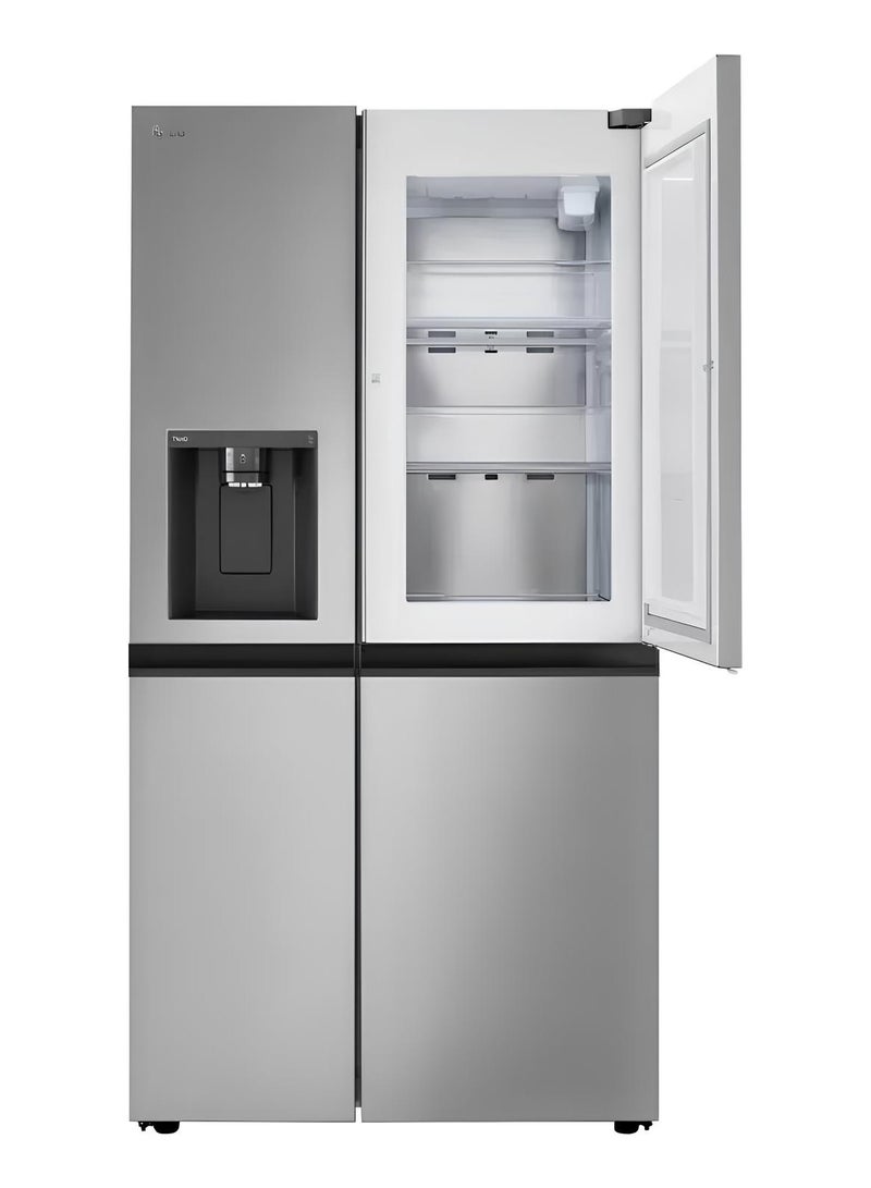 LG-621L-Fast Freezing LED Lighting ,Tempered glass shelvesLED Display , Smart Diagnosis ,External MircomPlatinum,Platinum silver (GC-J257BLJW) GC-J257BLJW silver - Image 2