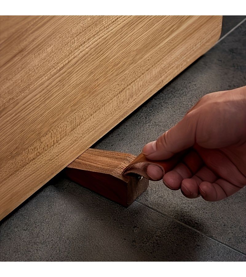 Solid Wood Door Stopper Brown Anti Slam Wedge Non Slip Pad Bedroom - Image 3